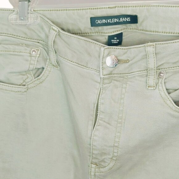 Calvin Klein Jeans Women's Size 10 (30x25) Green Stretch Cotton Blend Pants - Picture 5 of 6